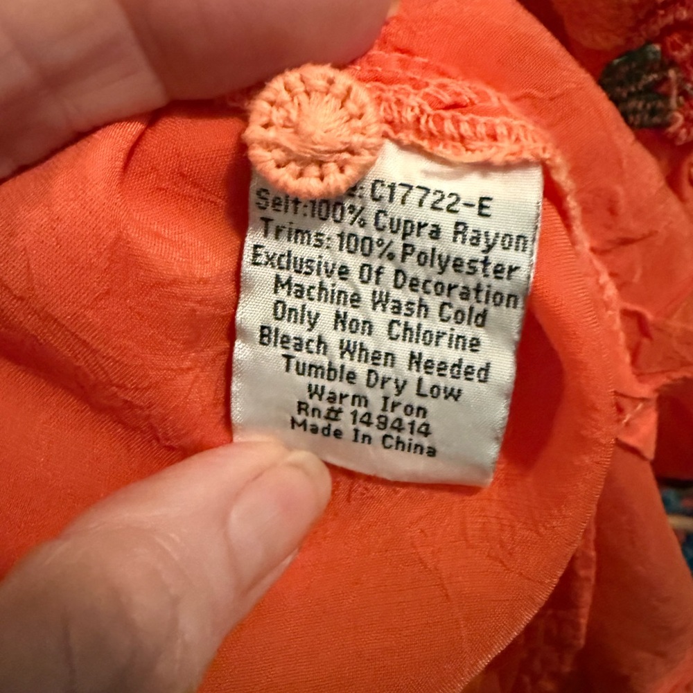 Johnny Was Orange Embroidered Blouse - Picture 8 of 11